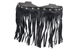Black Studded Leather Floor Boards with Fringe