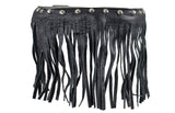 Black Studded Leather Floor Boards with Fringe