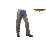 Mens Distressed Brown Leather Motorcycle Chaps