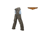 Mens Distressed Brown Leather Motorcycle Chaps