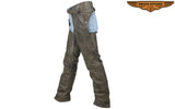 Mens Distressed Brown Leather Motorcycle Chaps