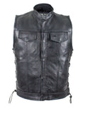Men's Black Liner Naked Cowhide Gun Pocket With Zipper And Snap Vest by Club Vest®
