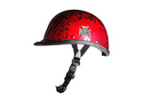 Shiny Burgundy Jockey Style Novelty Motorcycle Helmet W/ Boneyard Graphic