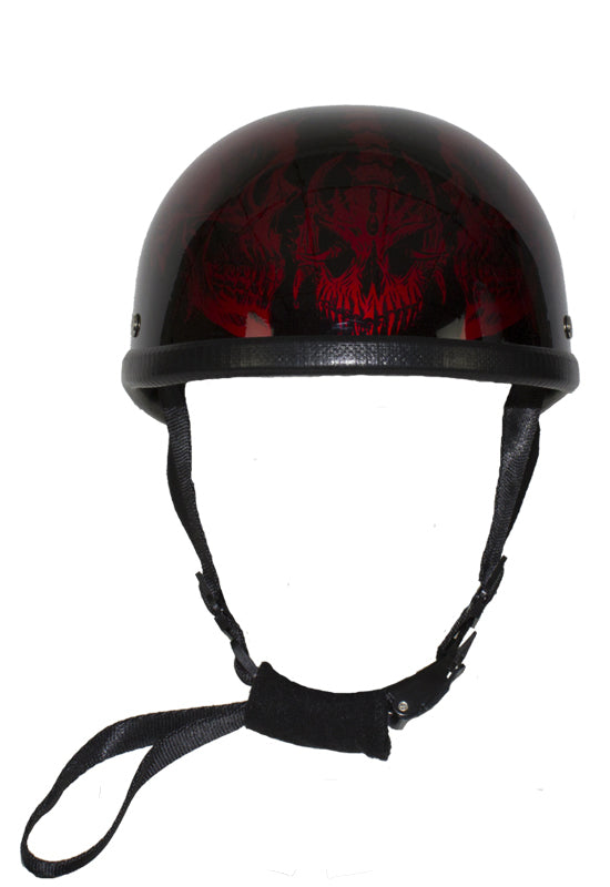 burgundy motorcycle helmets Shiny Burgundy Motorcycle Novelty Helmet with Horned Skeletons –  LeatherAnarchy