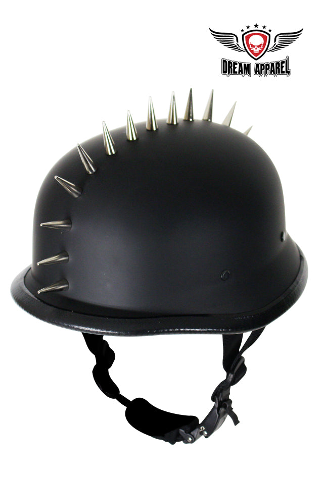 German Flat Black Novelty Motorcycle Helmet With Spikes – LeatherAnarchy