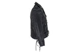 Teens Leather Motorcycle Jacket With Snap Down Collar