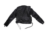 Teens Leather Motorcycle Jacket With Snap Down Collar