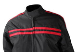 Women's Black Lightweight Textile Jacket W/ Red Stripes