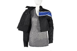 Women's Black Lightweight Textile Jacket W/ Blue Stripe