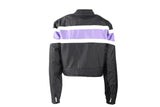 Women's Black Lightweight Textile Jacket W/ Purple Stripe