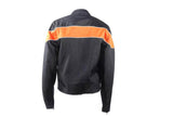 Women's Black Lightweight Textile Jacket W/ Orange Stripe