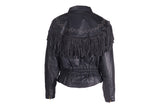 Women's Leather Jacket With Zipper Cuffs & Classic Collar