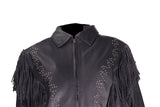 Women's Leather Jacket With Zipper Cuffs & Classic Collar