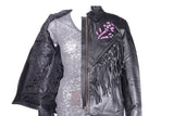 Womens Purple Rose Inlay Motorcycle Jacket