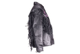 Womens Purple Rose Inlay Motorcycle Jacket