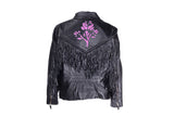 Womens Purple Rose Inlay Motorcycle Jacket