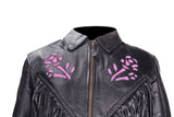 Womens Purple Rose Inlay Motorcycle Jacket