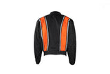 Men's Black Light Textile Motorcycle Jacket w/ Orange Stripe Design