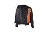 Men's Black Light Textile Motorcycle Jacket w/ Orange Stripe Design