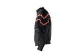 Men's Black Light Textile Motorcycle Jacket w/ Orange Stripe Across Design