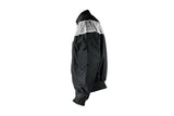 Men's Black Light Textile Motorcycle Jacket w/ White Stripe Across Design