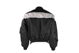 Men's Black Light Textile Motorcycle Jacket w/ White Stripe Across Design