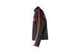 Men's Black Light Textile Motorcycle Jacket w/ Dual Orange Stripes Design