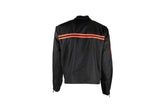Men's Black Light Textile Motorcycle Jacket w/ Dual Orange Stripes Design