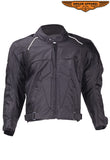 Black Nylon And Textile Motorcycle Jacket W/ Reflective Stripes