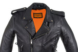 Mens Classic Police Style Motorcycle Jacket With Side Laces