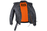 Mens Classic Police Style Motorcycle Jacket With Side Laces