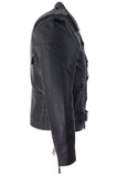 Mens Classic Police Style Motorcycle Jacket With Side Laces