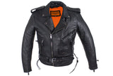 Mens Classic Police Style Motorcycle Jacket With Side Laces