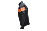 Men's Black Racer Style Textile Jacket W/ Orange Stripes