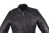 Mens Top Grade Leather Motorcycle Jacket With Sleek Collar