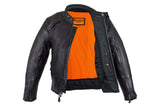 Mens Top Grade Leather Motorcycle Jacket With Sleek Collar