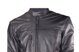 Mens Leather Motorcycle Jacket with Z/o Lining