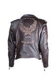 Mens Leather Motorcycle Jacket With Eagle