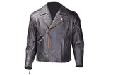 Mens Leather Jacket With Hidden Snap Down Collar