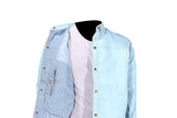 Denim Like Buttoned Down Leather Shirt