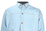 Denim Like Buttoned Down Leather Shirt