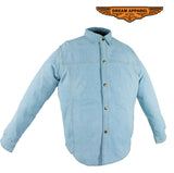 Denim Like Buttoned Down Leather Shirt