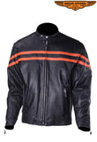 Mens Racer Jacket with Orange Stripes