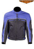 Mens Blue Racer Jacket With Reflective piping