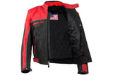 Mens Black & Red Racer Jacket With Reflective Piping