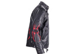 Mens Leather Motorcycle Racer Jacket With Flames