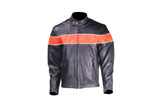 Mens Motorcycle Jacket With Orange Stripes