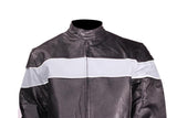 Mens Motorcycle Jacket With Silver Racing Stripe