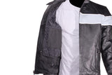 Mens Motorcycle Jacket With Silver Racing Stripe