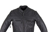 Mens Leather Motorcycle Jacket With Zipper On Front
